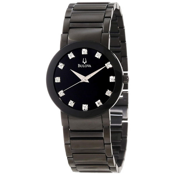 Bulova Men's 98D001 Classic Diamond Black Stainless Steel Watch