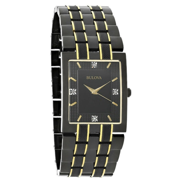 Bulova Men's 98D004 Diamond Black Stainless Steel Watch