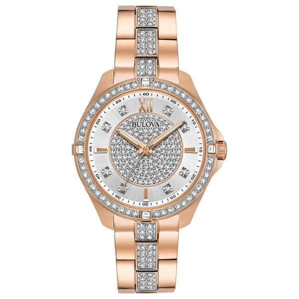 Bulova Women's 98L229 Crystal Rose Gold-Tone Stainless Steel with Sets of Crystal Watch