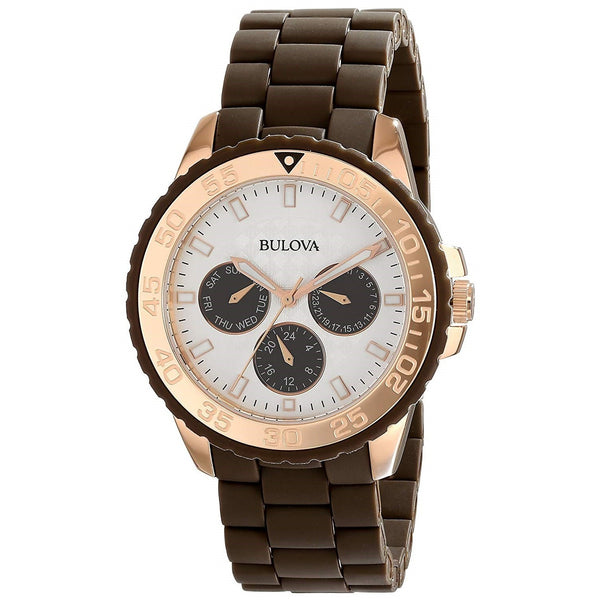 Bulova Women's 98N103 Multi-Function Brown Stainless steel and Rubber Watch