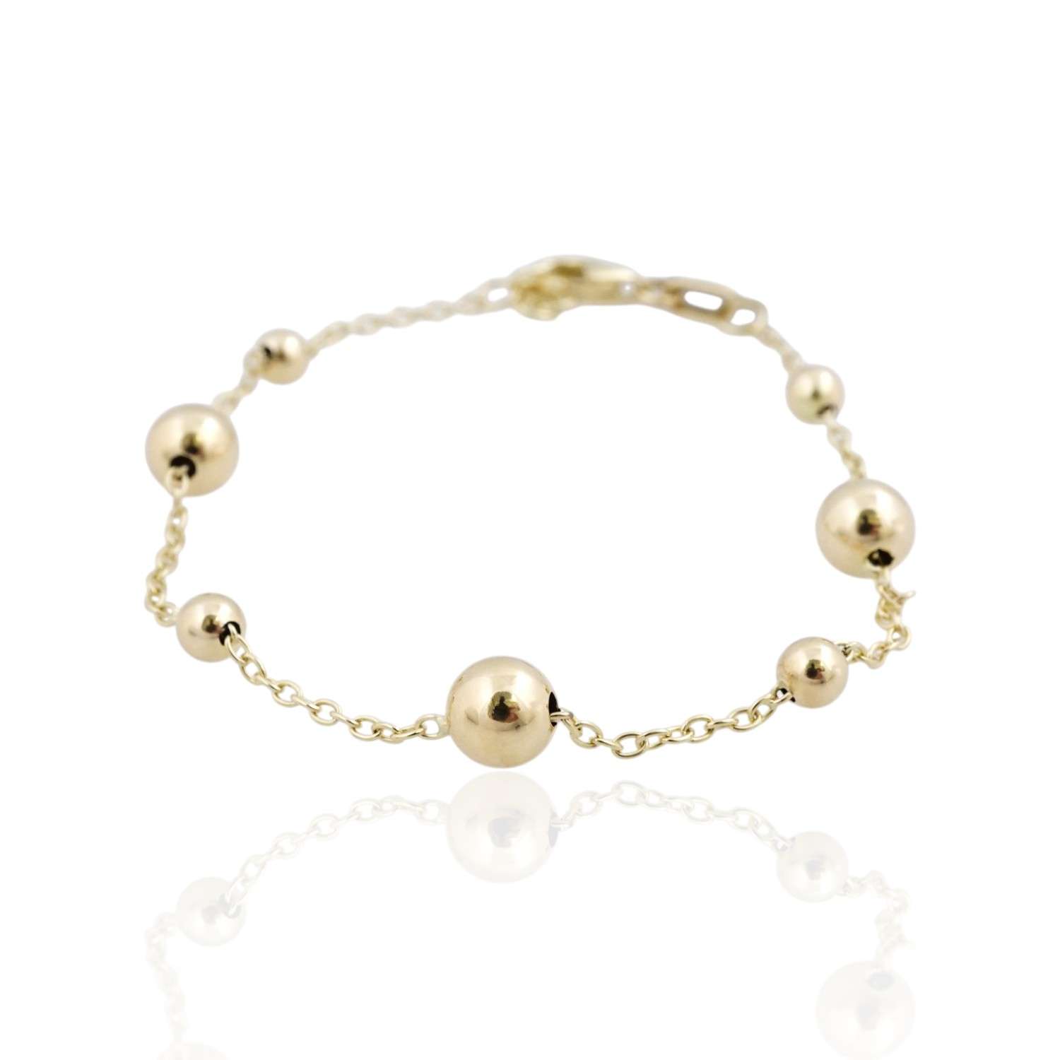 14k Yellow Gold Fancy Ball Beads Bracelet