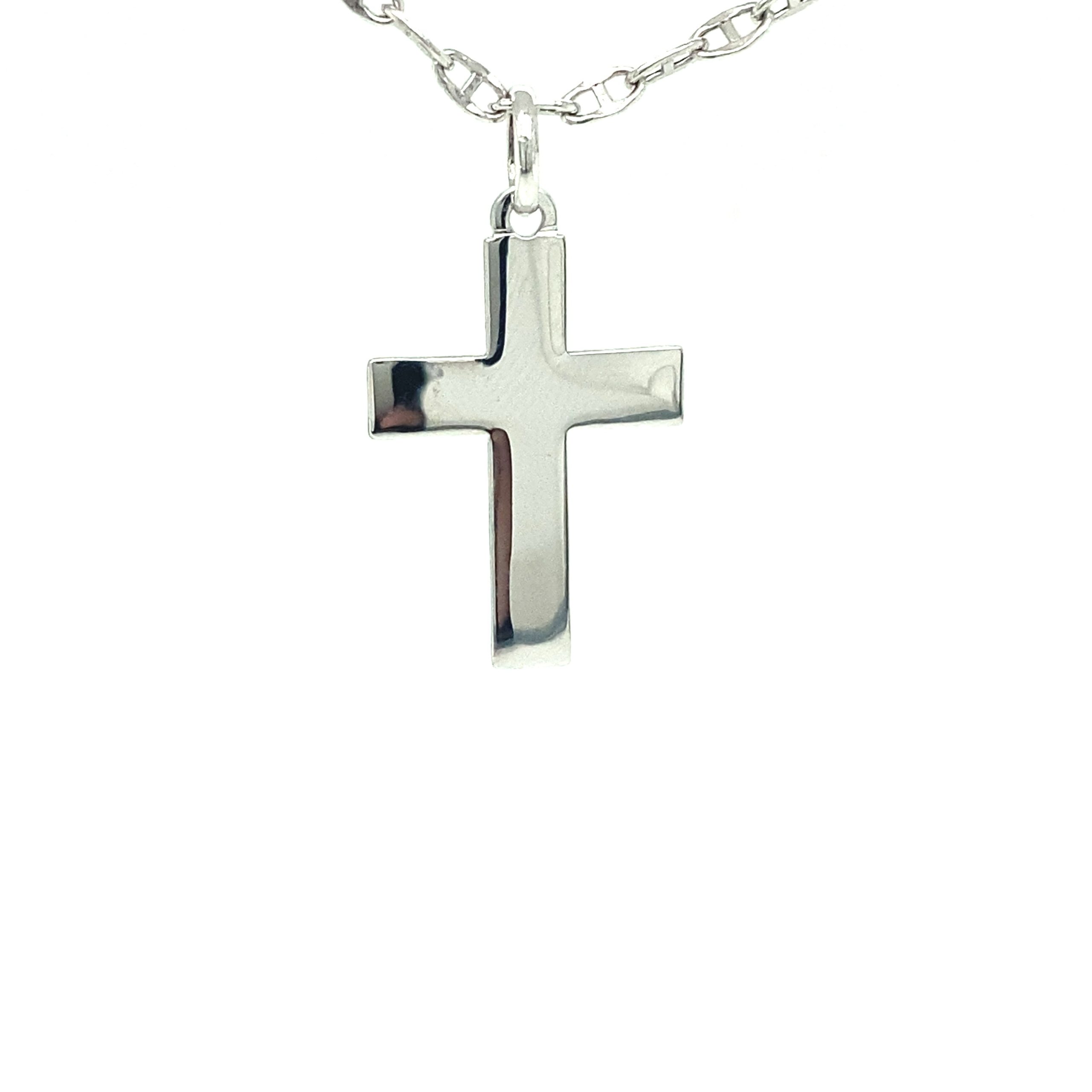14k White Gold Slim Cross Pendant