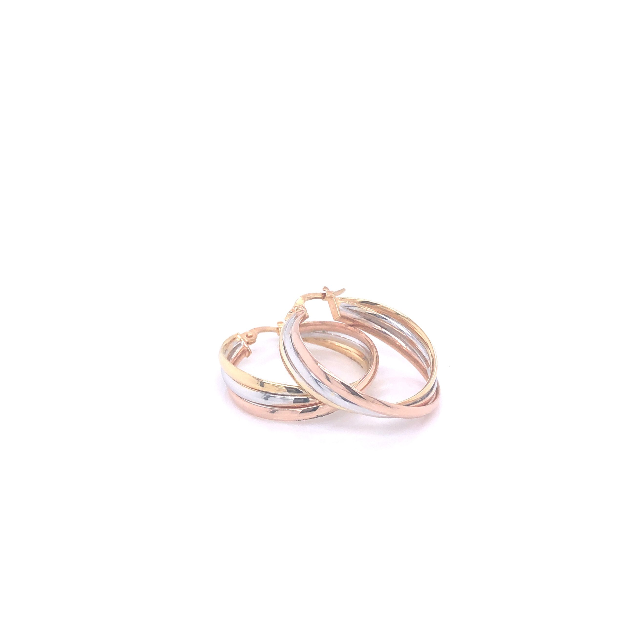 Entwined Tri-Color 14k Gold Hoops