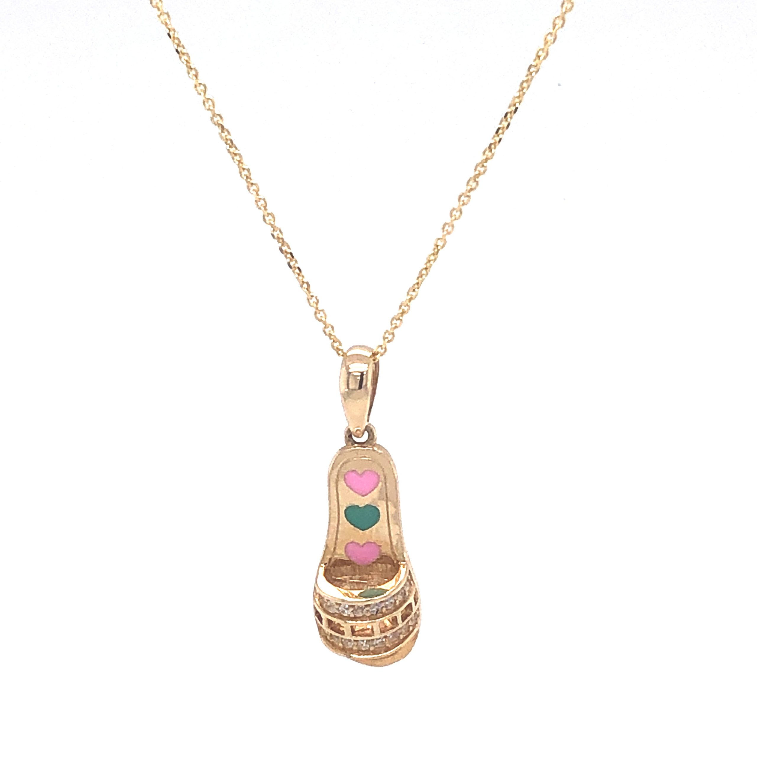 14K Flip Flop Enamel Gold Pendant