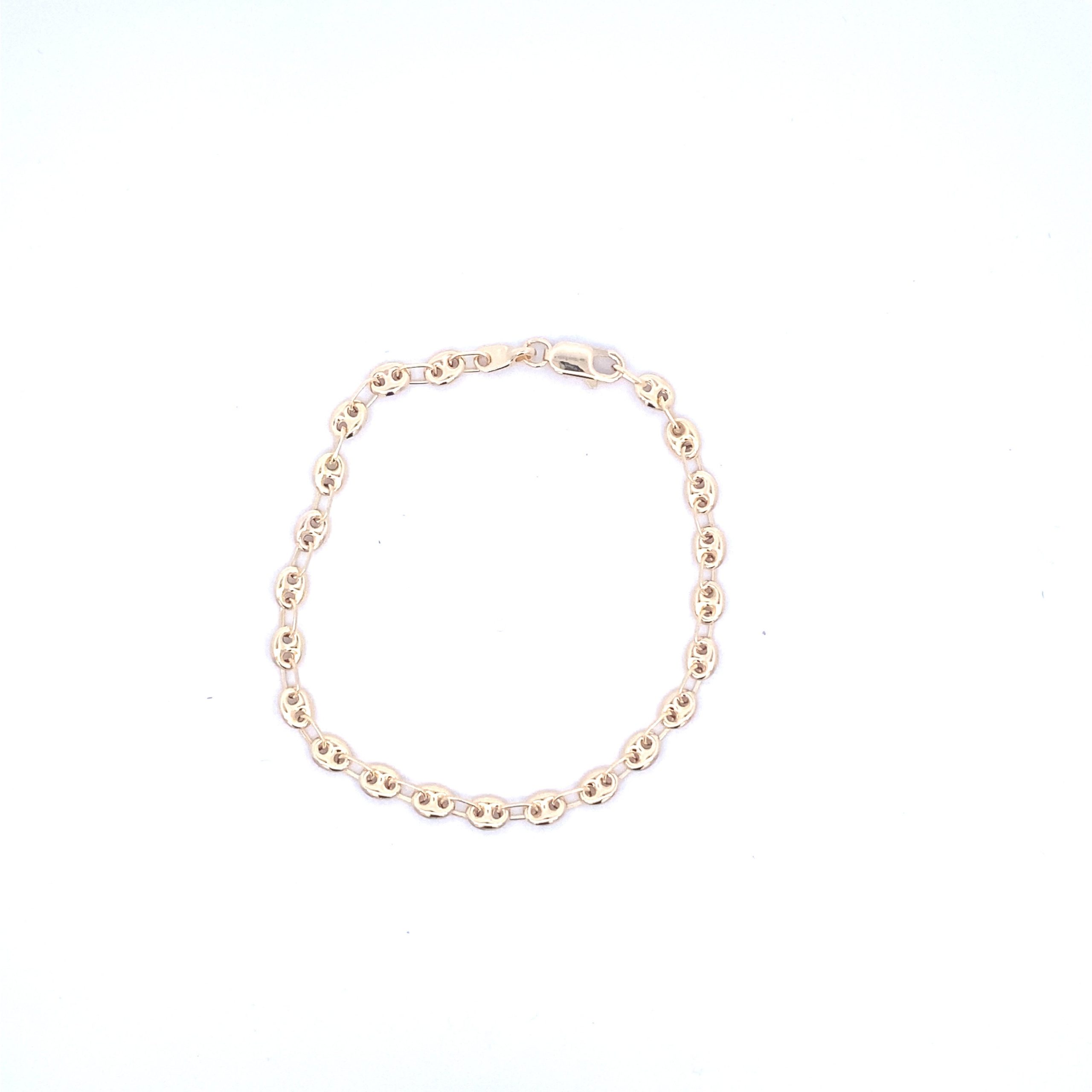 14K Gold Small Puff Link Bracelet