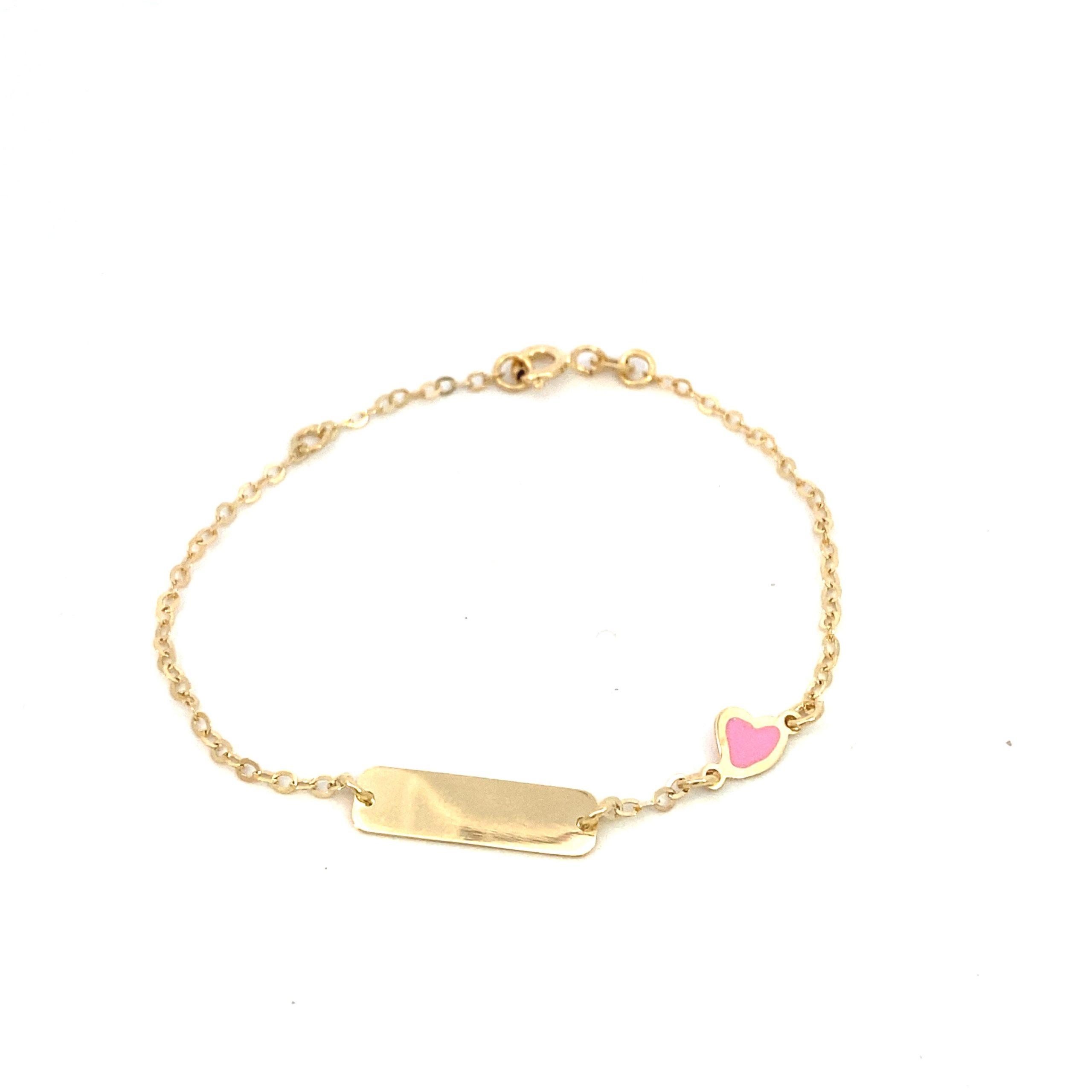 14K Engraving Baby Bracelet Pink Heart