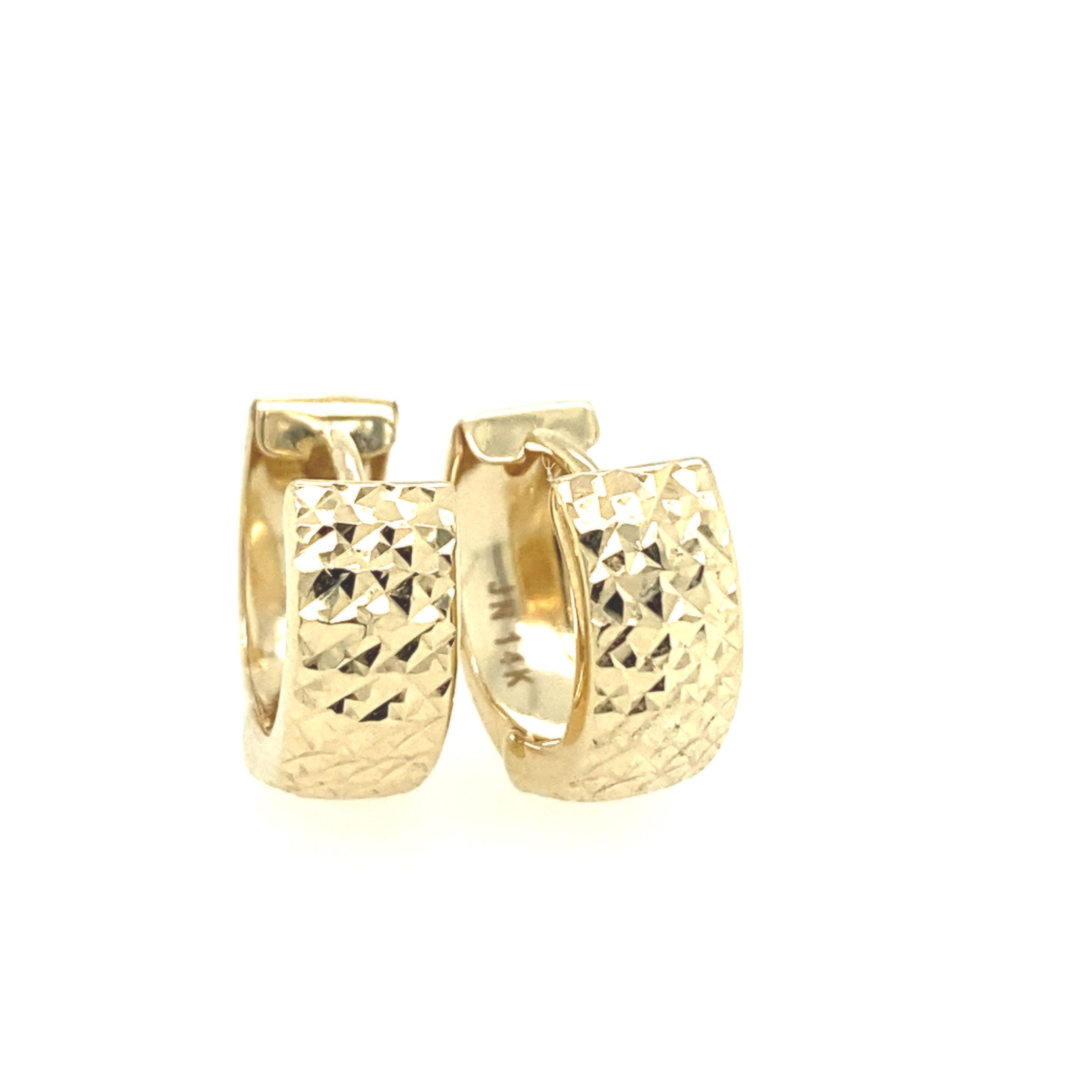 14K Gold Faceted Hoop