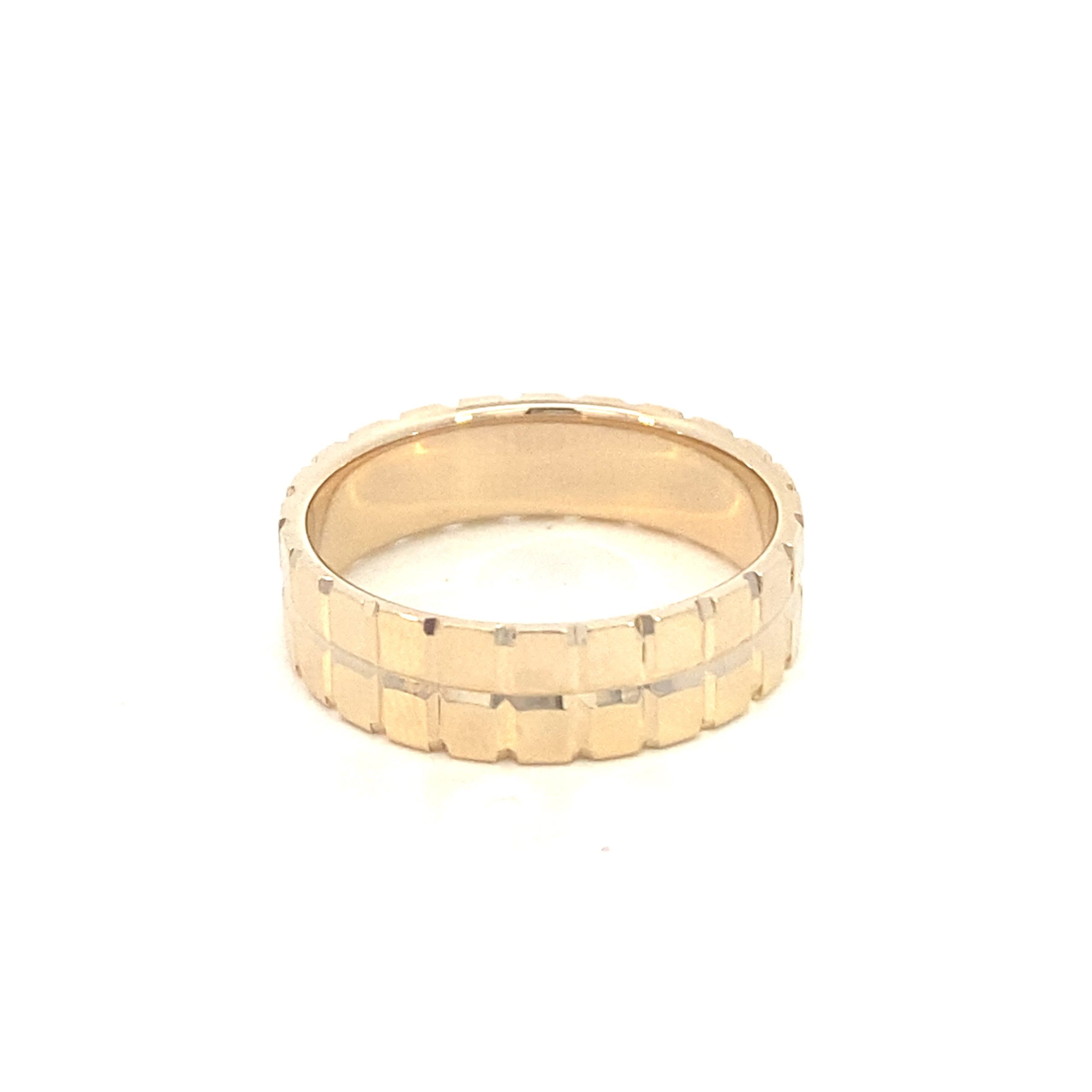14K Gold Cut Diamond Square Wedding Band