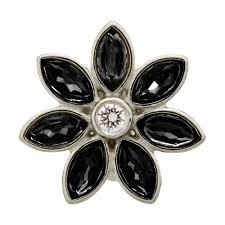 Big Black Flower Charm (Silver/Black)