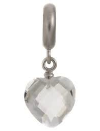 Clear Heart Cut Drop Charm (Silver)