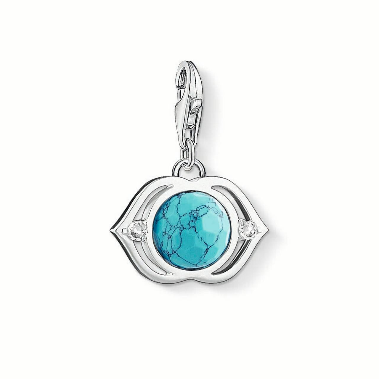 Lotus Charm (Silver/Turquoise)