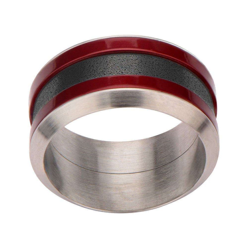 Crimson Red & Black Oxidized Ring