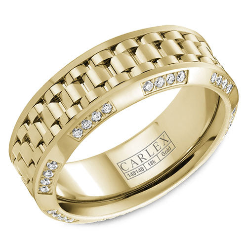 Carlex G3 18k Yellow Gold Men's Diamond Wedding Band - CX3-0011YYY