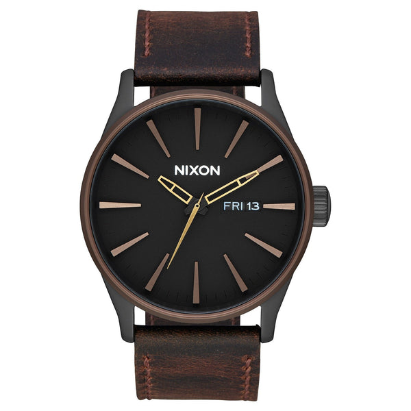 Nixon Men's A105-2786 Sentry Brown Leather Watch