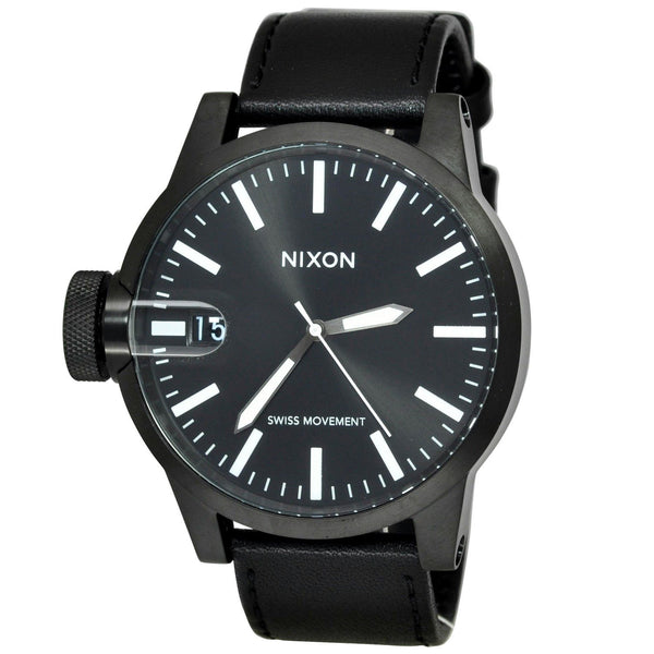 Nixon Men's A127-001 Chronicle Black Leather Watch