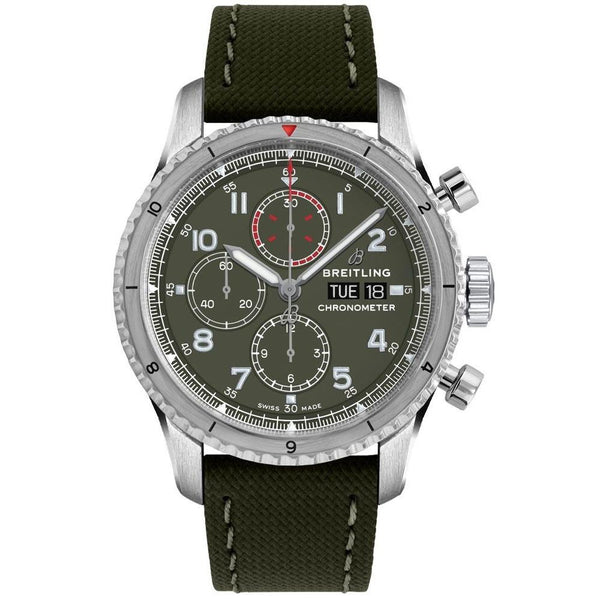 Breitling Men's A133161A-L539-511X Aviator 8 Chronograph Green Fabric Watch