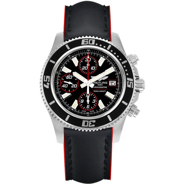 Breitling Men's A1334102-BA81-228X Superocean II 44 Chronograph Automatic Black Leather Watch