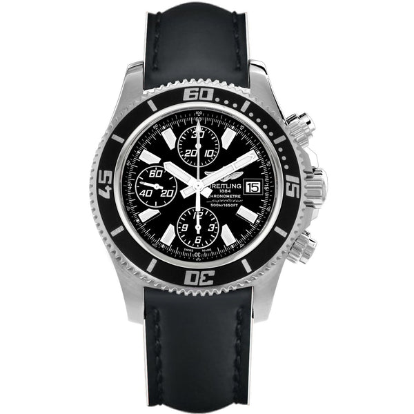 Breitling Men's A1334102-BA84-226X Superocean Chronograph II Chronograph Black Leather Watch