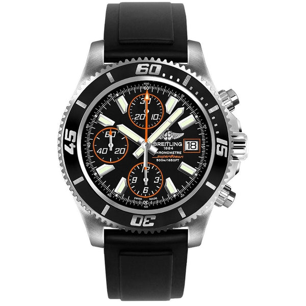Breitling Men's A1334102-BA85-131S Superocean II 44 Chronograph Automatic Black Leather Watch