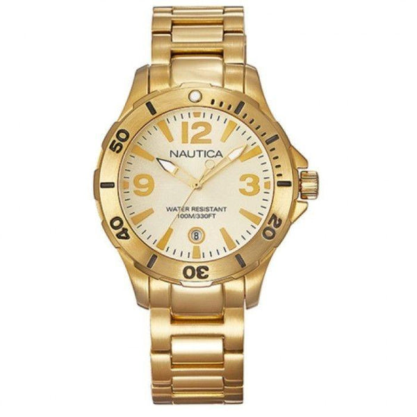 Nautica Women's A16596M Nautica Gold-Tone Stainless Steel Watch