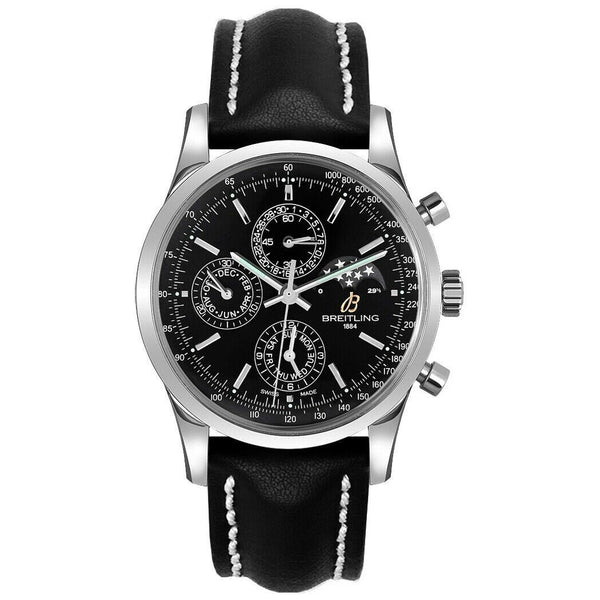 Breitling Men's A1931012-BB68-435X Transocean Chronograph Black Leather Watch