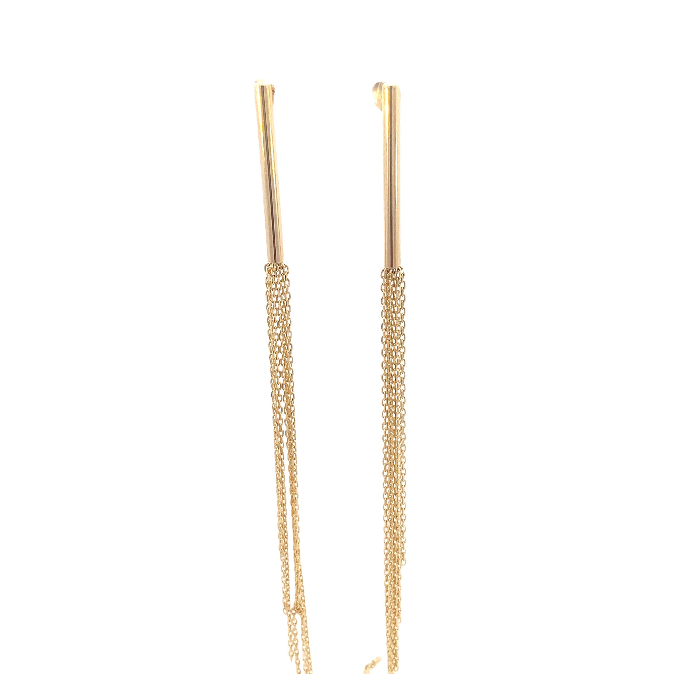 14K Gold Long Multi Chain Earrings
