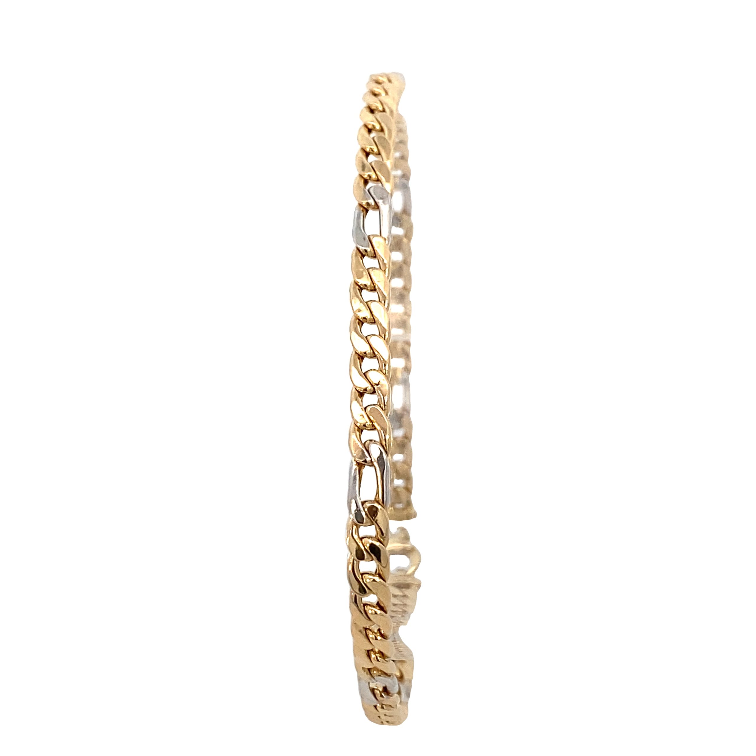 14k 2T Gold Figaro Bracelet