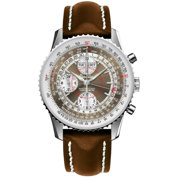 Breitling Men's A2133012-Q577-437X Montbrillant Datora Chronograph Brown Leather Watch