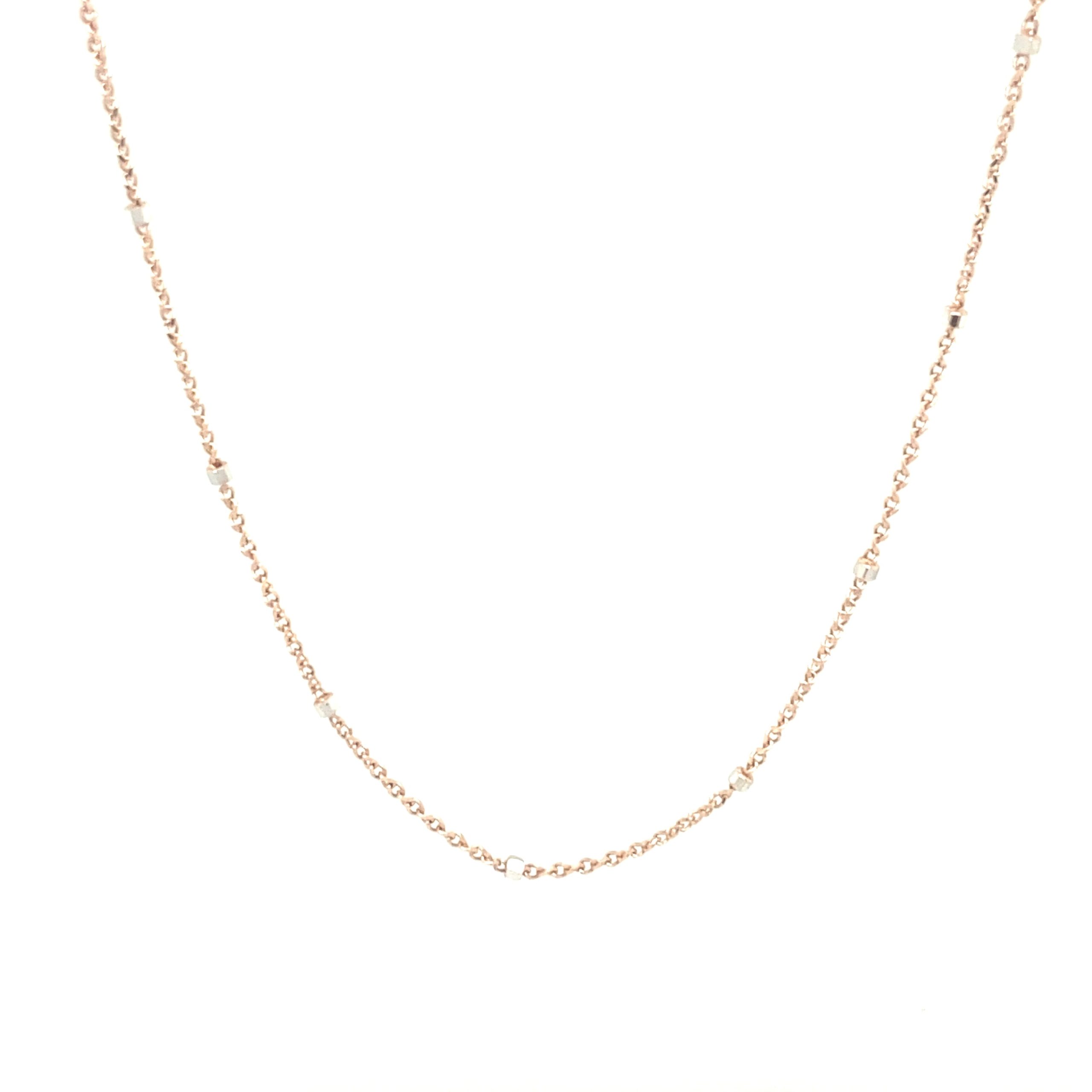 14K Rose Gold Fancy Chain With White Gold