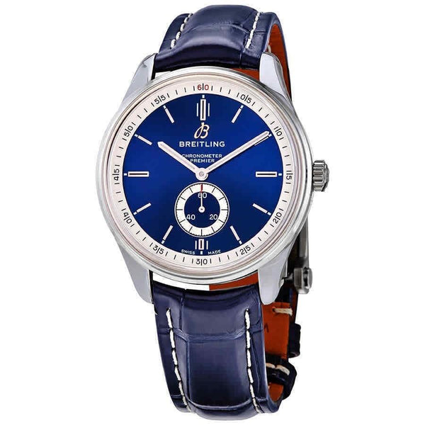 Breitling Men's A37340351C1P1 Premier Blue Leather Watch