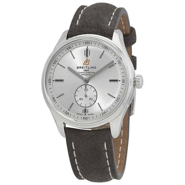 Breitling Men's A37340351G1X2 Premier Grey Leather Watch