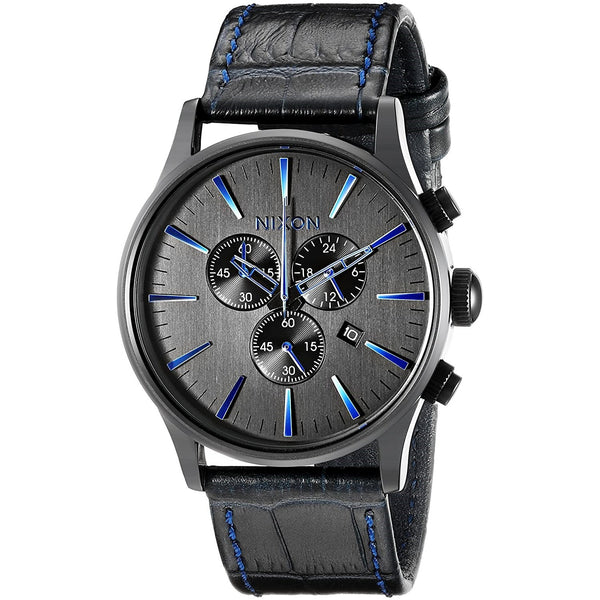 Nixon Men's A405-2153 Sentry Chrono Chronograph Black Leather Watch