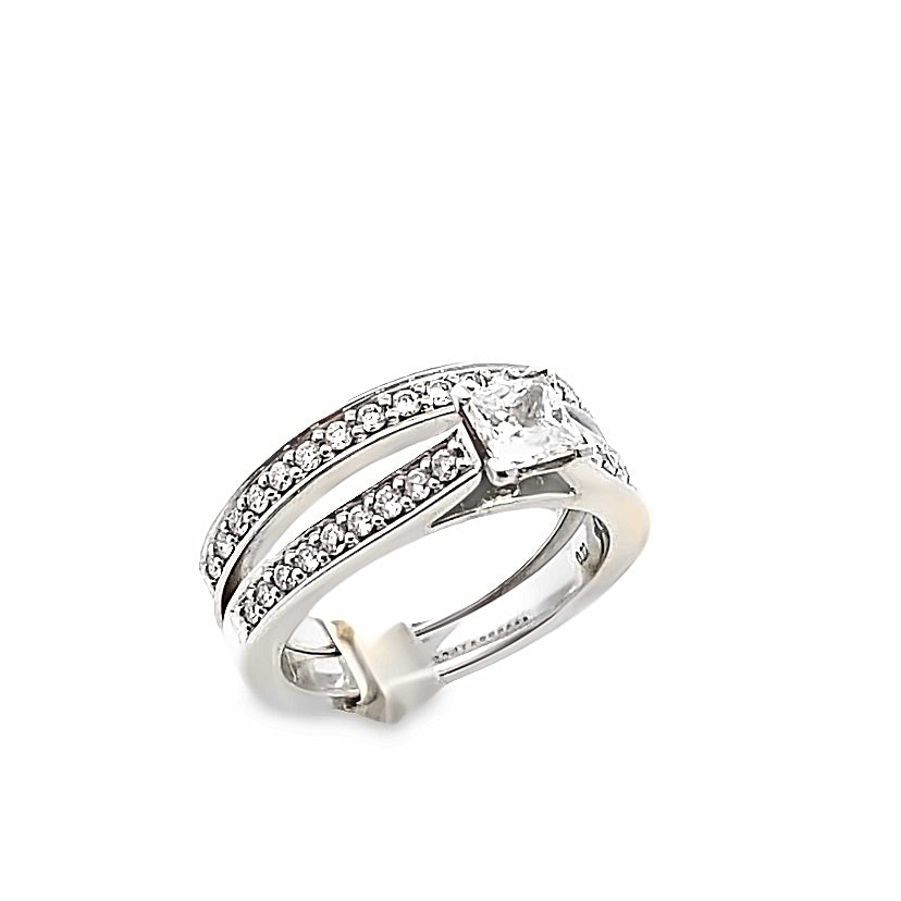 14k Diamond Princess Cut Center Stone White Gold Wedding Set
