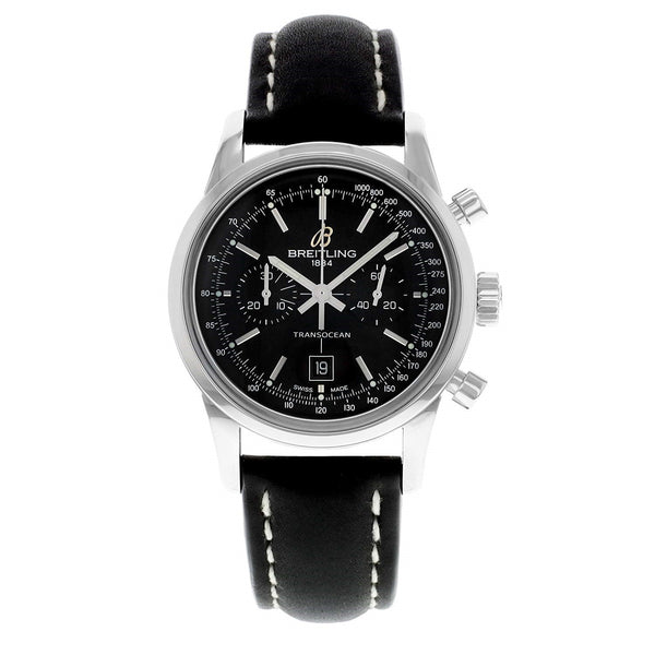 Breitling Men's A4131012-BC06-428X Transocean Chronograph Black Leather Watch