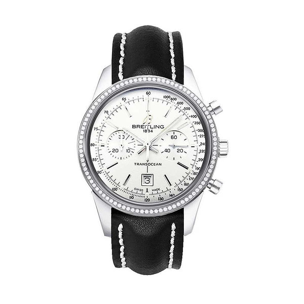 Breitling Women's A4131053-G757-428X Transocean Chronograph Black Leather Watch