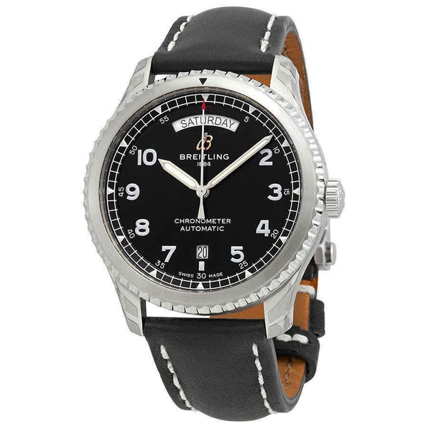 Breitling Men's A45330101B1X2 Aviator 8 Black Leather Watch