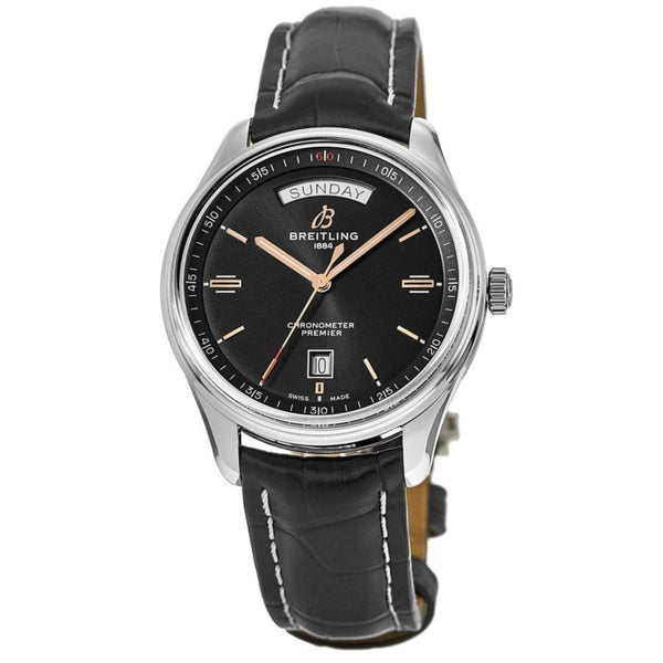 Breitling Men's A4534024-BH02-1020P Premier  Black Leather Watch