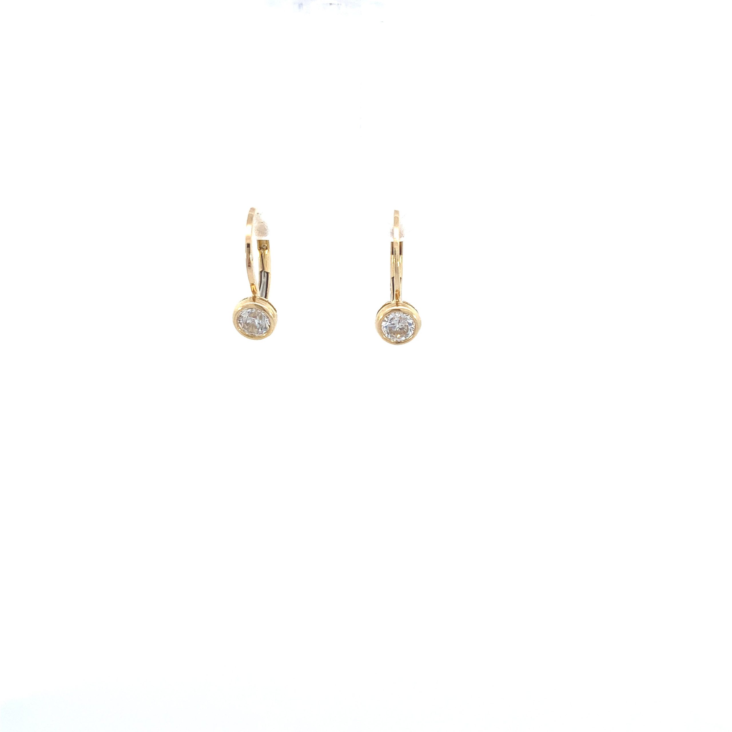 14K Gold Hoops CZ Earrings
