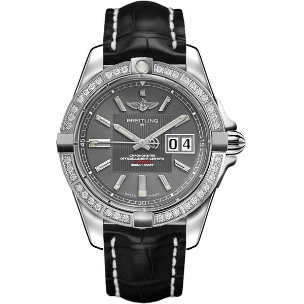 Breitling Men's A49350LA-F549-729P Galactic 41 Black Leather Watch