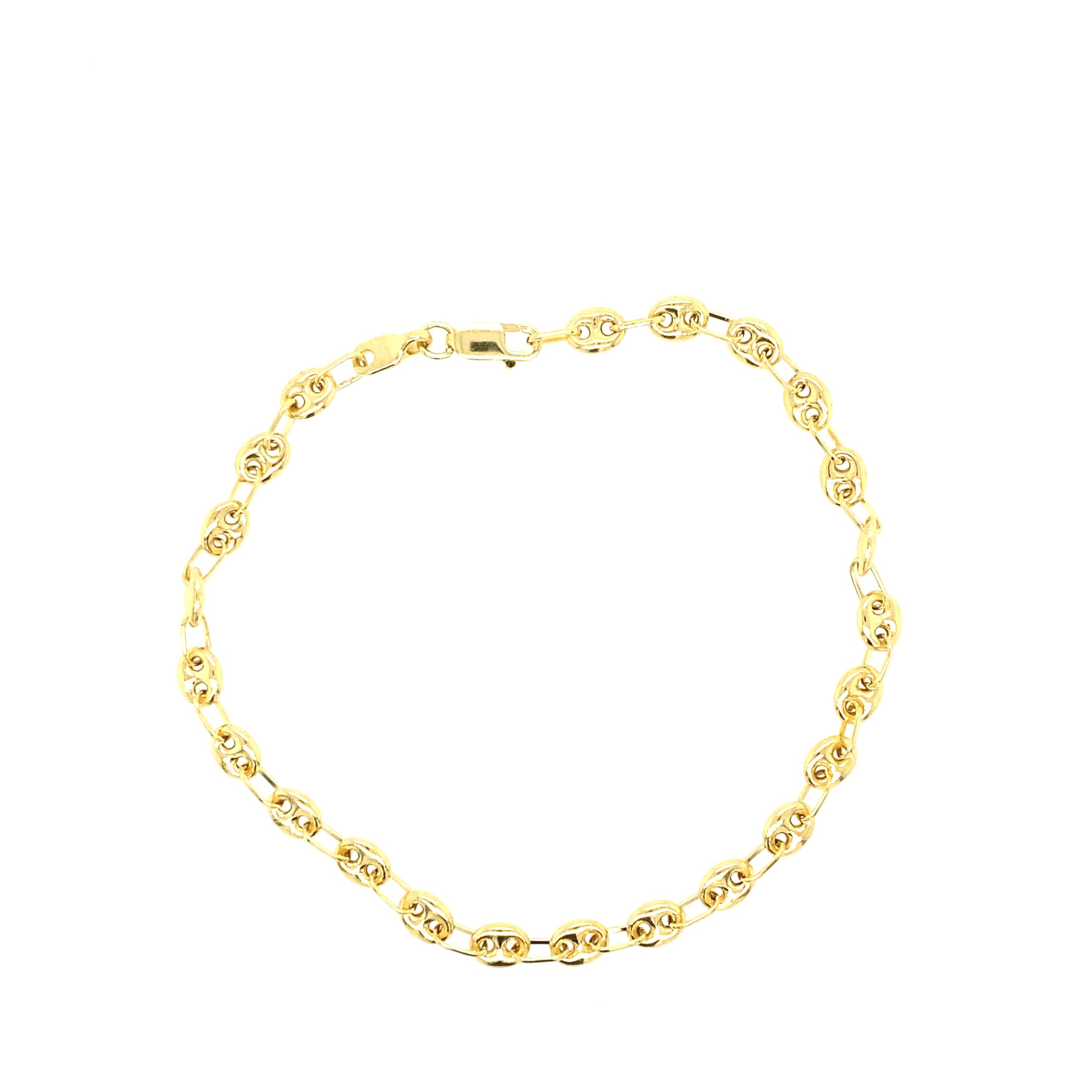 14K Gold Puff Link Bracelet