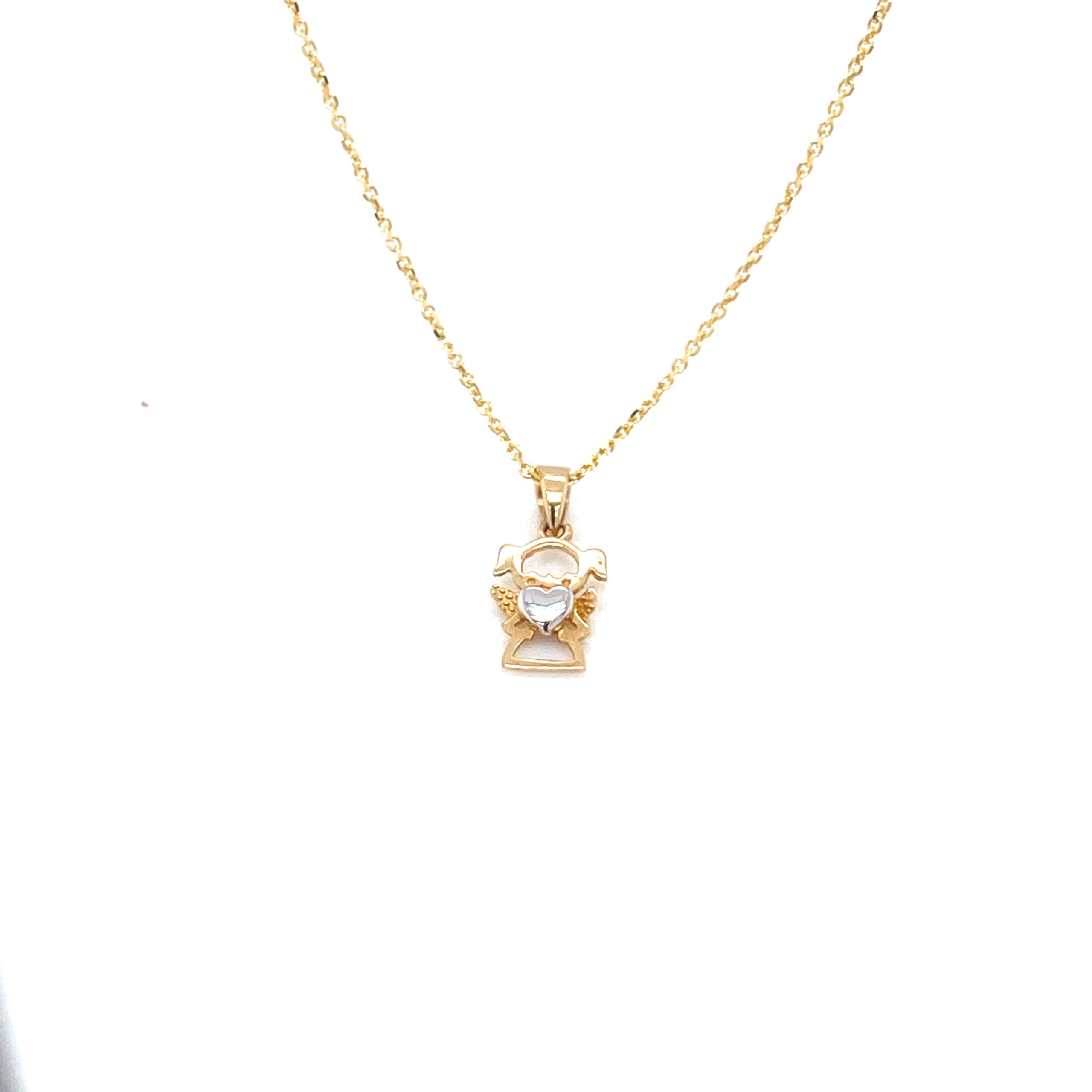 Small Girl Angel Two-Tone 14k Gold Pendant