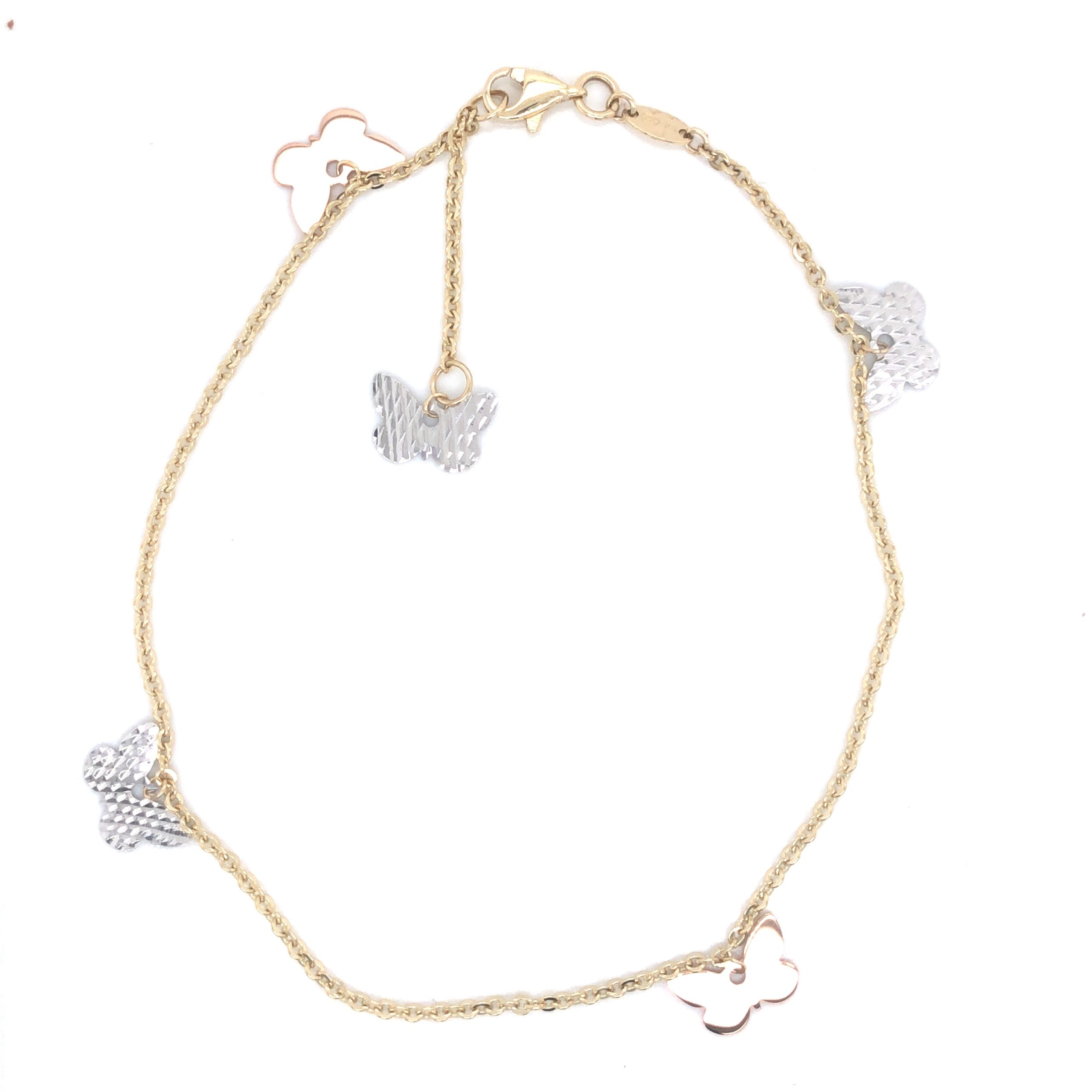 14K Ankle Bracelet with Butterfly
