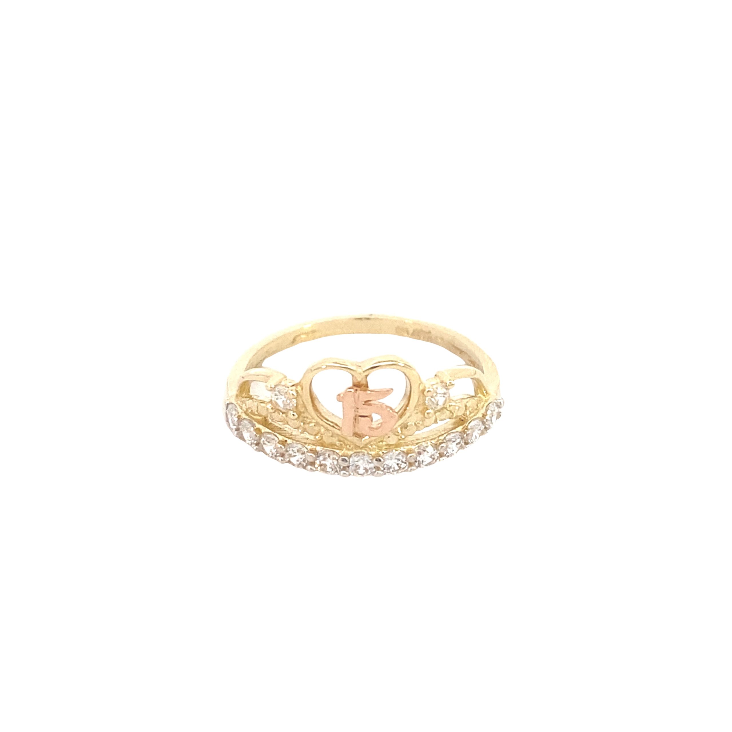 14k Gold 3/C 15th Crown Ring