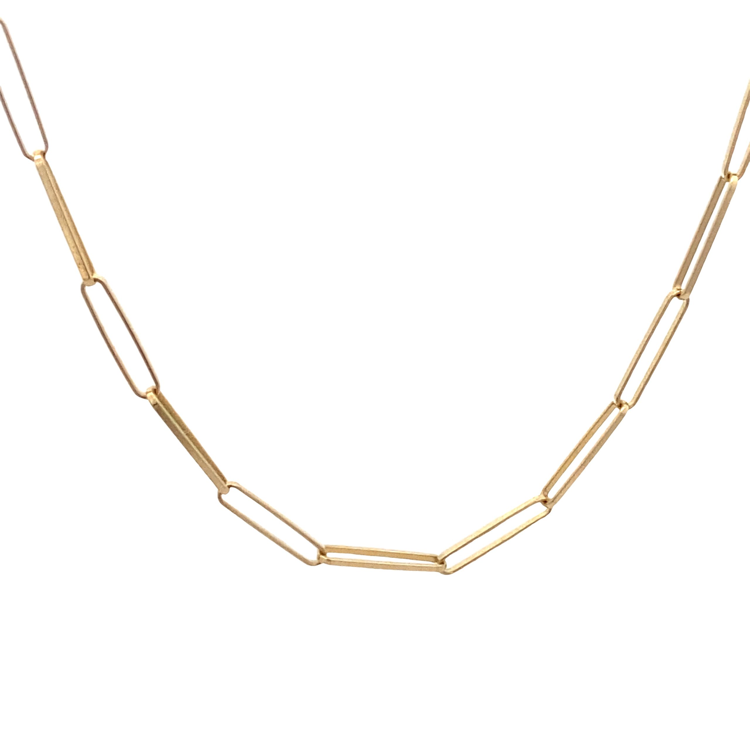 14G Gold Slim Paper Clip Necklace