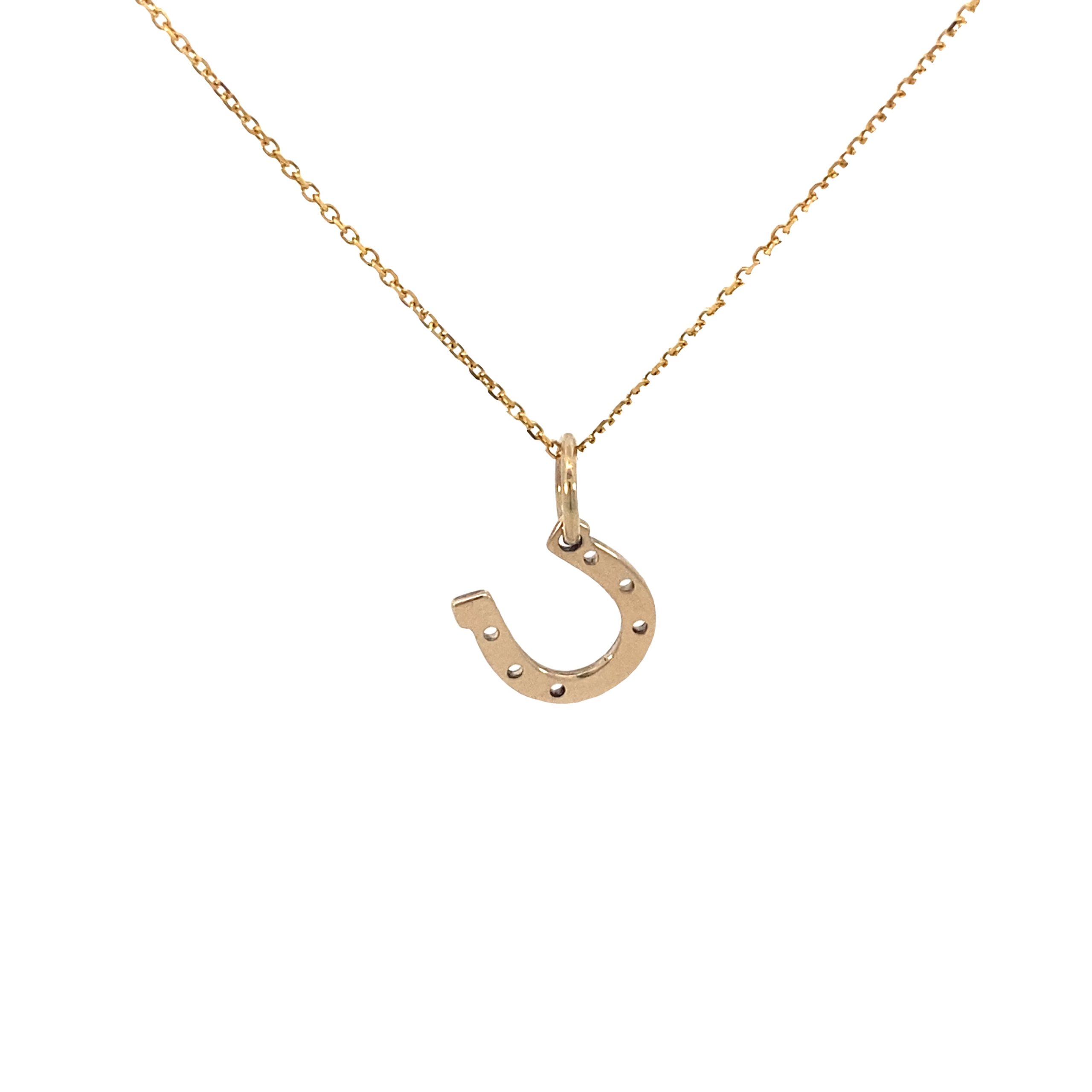 14K Gold Custom Horseshoe Pendant