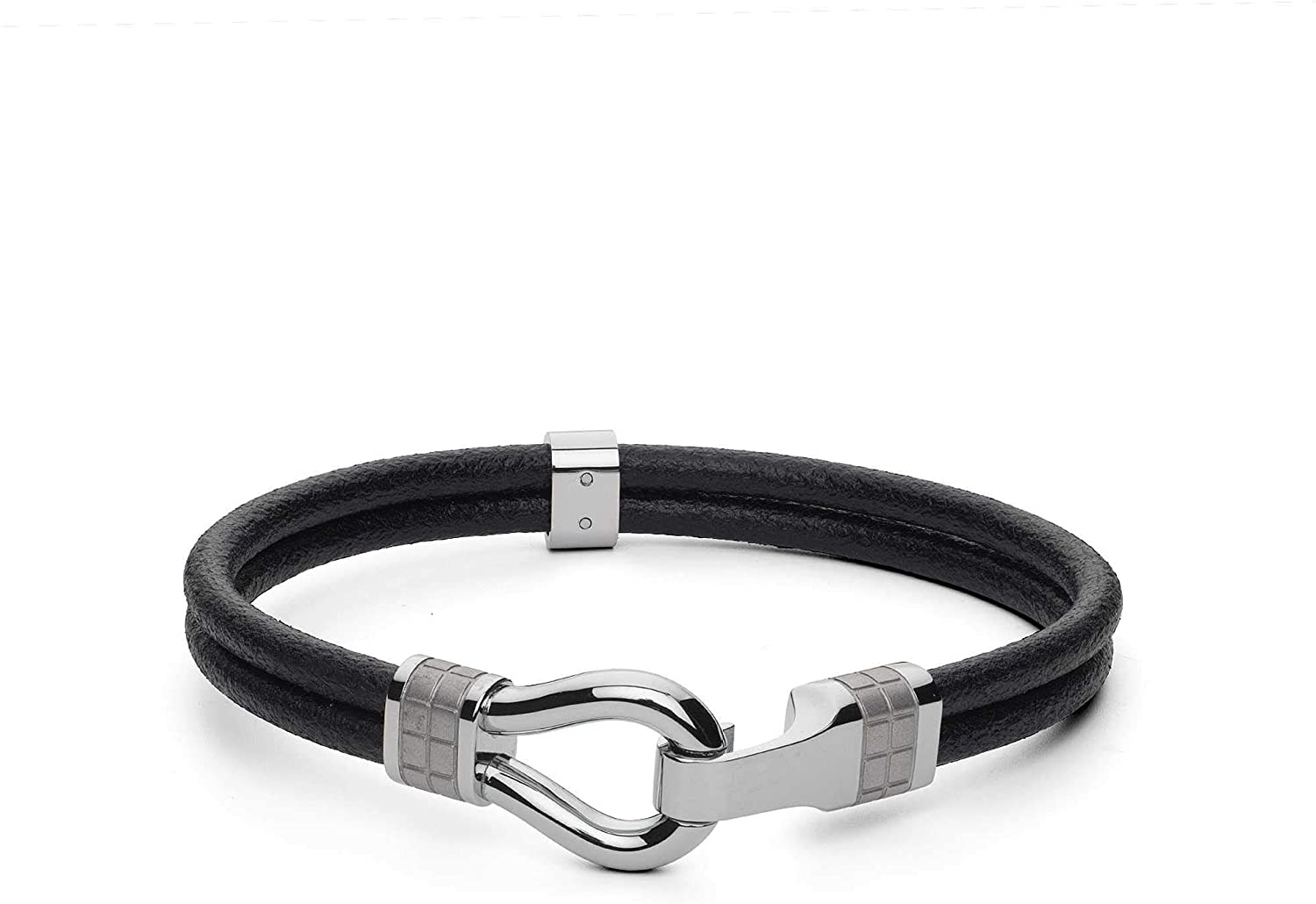 Clint Black Leather Bracelet (Silver)