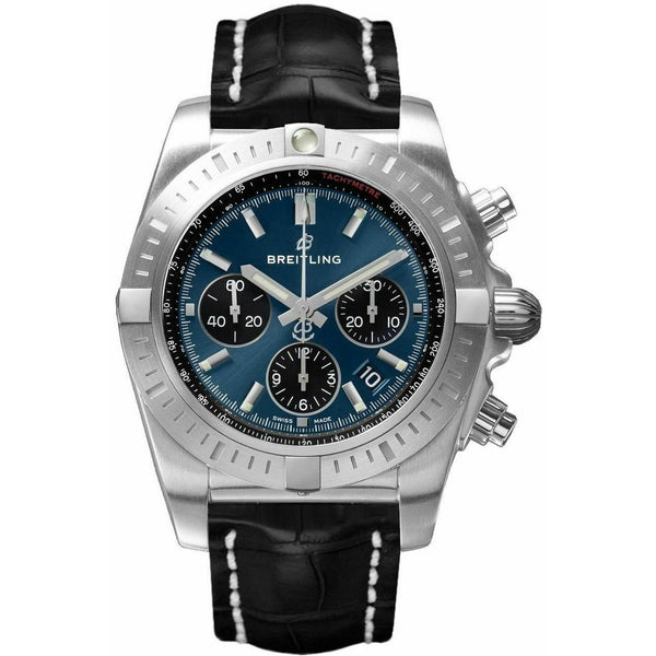 Breitling Men's AB011510-CA01-743P Chronomat 44 Chronograph Black Leather Watch