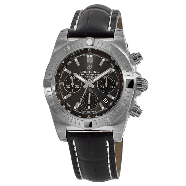 Breitling Men's AB011510-F581-743P Chronomat 44 Chronograph Black Leather Watch