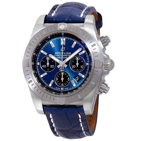 Breitling Men's AB0115101C1P1 Chronomat Chronograph Blue Leather Watch