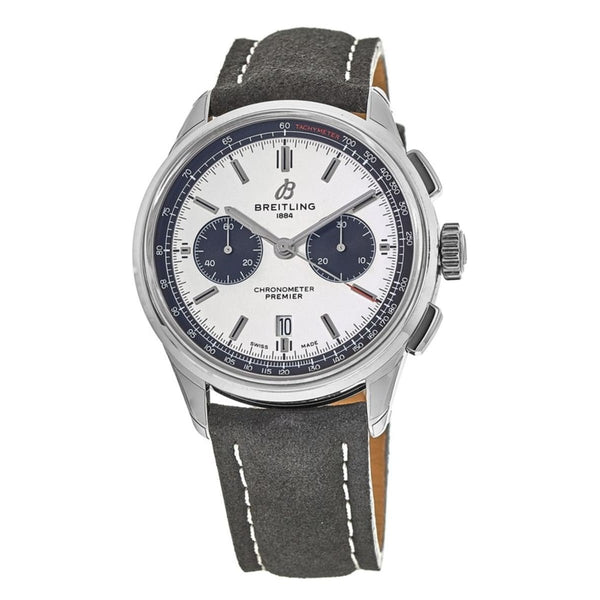 Breitling Men's AB011822-G843-498X Premier B01 Chronograph Grey Leather Watch